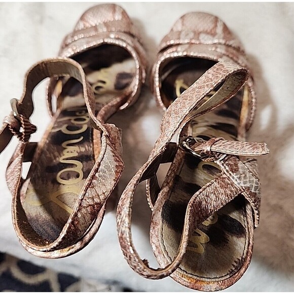 Sam‎ Edelman Womens Shoes Strappy Platform Heels Sandals Snake Print Size 6.5 - Picture 7 of 9
